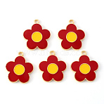 Alloy Enamel Pendants, Flower, Light Gold, Red, 21.5x19x2mm, Hole: 1.6mm(X-ENAM-S121-147B)