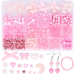 828Pcs Acrylic Beads, Mixed Shapes, Pink, 4~20x4~34x3~12mm, Hole: 1~3mm(MACR-SP0001-65D)
