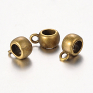 Tibetan Style Hangers, Bail Beads, Cadmium Free & Nickel Free & Lead Free, Antique Bronze Color, Barrel, about 11.5mm long, 8mm wide, 5.5mm thick, 4.8mm inner diameter, hole: 2mm(MLF10439Y-NF)