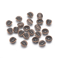 Tibetan Style Wavy Spacer Beads, Cadmium Free & Nickel Free & Lead Free, Arched Disc, Red Copper, 9x1mm, Hole: 1mm(TIBEP-A11067-R-FF)