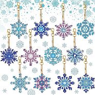 DIY Diamond Painting Christmas Snowflake Pendant Decoration Kits, Including Acrylic Board, Keychain Clasp, Bead Chain, Resin Rhinestones Bag, Diamond Sticky Pen, Tray Plate & Glue Clay, Mixed Color, 75x65mm(WG44287-02)