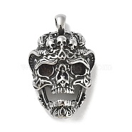 304 Stainless Steel Big Pendants, Antique Silver, Skull, 50x29x16.5mm, Hole: 7.5x5mm(STAS-M336-01C-AS)