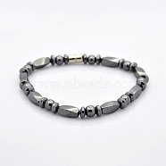 Great Valentines Day Ideas for Boyfriend Non-Elastic Magnetic Hematite Bracelets, Twisted Cuboid, Rondelle and Round Beads, with Magnetic Clasps, 205mm(BJEW-M066-15)