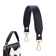 Microfiber Leather Bag Handle, with Light Gold Alloy Swivel Clasp and Iron Finding, Black, 37.1x3.1cm(FIND-WH0037-95LG)