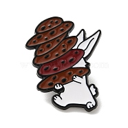 Rabbit with Bread Enamel Pins, Zinc Alloy Brooches for Backpack Clothes, Coffee, 26x19.5mm(JEWB-S025-06B)