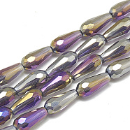 Electroplate Glass Beads Strands, Faceted Teardrop, Medium Orchid, 9~9.5x4mm, Hole: 1mm, about 72pcs/strand, 25.98 inch(EGLA-Q099-C01)