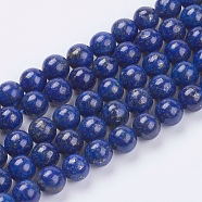 Natural Lapis Lazuli(Filled Color Glue) Beads Strands, Dyed, Grade AA, Round, 8mm, Hole: 0.8mm, about 49pcs/strand, 15.3 inch(G-K269-02-8mm)