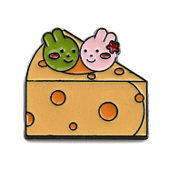 Food Enamel Pins, Black Alloy Badge for Backpack Clothes, Rabbit Cheese, 23x26x2mm(JEWB-G026-03E)