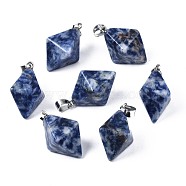 Natural Blue Spot Jasper Pendants, with Platinum Plated Iron Findings, Bicone, 28~29.5x20x20mm, Hole: 4~5x6.5~7mm(G-N326-107G)