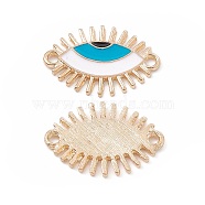 Alloy Enamel Connector Charms, White Eye Links, Light Gold, 17x24.5x1.5mm, Hole: 2mm(FIND-C019-47KCG)