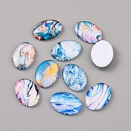 Glass Cabochons, Oval, Quicksand Pattern, Mixed Color, 25x18x5mm, 10pcs/set(GGLA-WH0002-004)