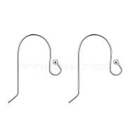 Sterling Silver Earring Hooks, Silver, 18x12mm, Hole: 2mm, Pin: 0.5mm(X-STER-G011-12)