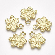 Alloy Pendants, Matte Style, Cadmium Free & Nickel Free & Lead Free, Flower, Real 14K Gold Plated, 19x17x2mm, Hole: 3mm(X-PALLOY-T051-173-NR)