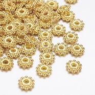 Gear Tibetan Style Alloy Spacer Beads, Lead Free & Cadmium Free & Nickel Free, Golden, 6.5mm, Hole: 2mm(X-AB145-NFG)