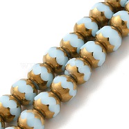 Opaque Solid Color Glass Beads Strands, Faceted, Round, Light Cyan, 8mm, Hole: 1mm, about 40pcs/strand, 11.42 inch(29cm)(GLAA-G098-02B)