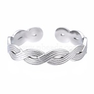 Non-Tarnish 304 Stainless Steel Twist Wrap Open Cuff Ring for Women, Stainless Steel Color, US Size 7 1/4(17.5mm)(RJEW-T023-07P)