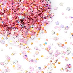 Plastic Sequins Beads, Golden Sheen, Sewing Craft Decoration, Sakura/Heart/Star, Pink, 3~4.5x4~5.5x0.1~0.2mm, about 228500pcs/500g(KY-C014-08)