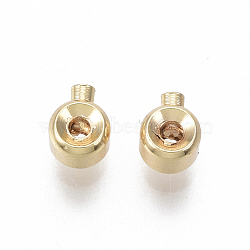 Brass Beads, Nickel Free, Real 18K Gold Plated, 4x3x2.5mm, Hole: 0.7mm(KK-S348-478-NF)