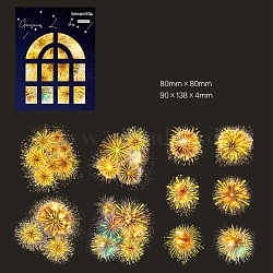 10Pcs 10 Styles 3D PET Adhesive Waterproof Stickers Set, Fireworks, for DIY Photo Album Diary Scrapbook Decorative, Gold, 80x80mm, 1pc/style(PW-WG96733-04)