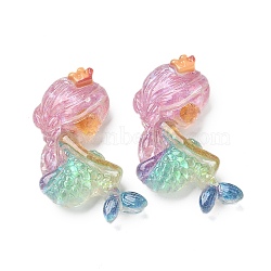 Resin Cabochons, with Paillette, Mermaid, Pale Green, 32.5x22x7mm(RESI-R456-03D)