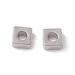 Brass Beads, Square, Real Platinum Plated, 3x3x1.5mm, Hole: 1.4mm(KK-K271-01P)