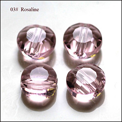 Imitation Austrian Crystal Beads, Grade AAA, Faceted, Flat Round, Pink, 10x5mm, Hole: 0.9~1mm(SWAR-F065-10mm-03)
