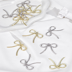 12Pcs 2 Colors Alloy Pendants, Bowknot Charms, Lead Free & Cadmium Free & Nickel Free, Rack Plating, Platinum & Golden, 40x42x5mm, Hole: 2mm, 6pcs/color(FIND-LP0005-17)
