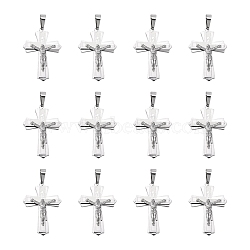 304 Stainless Steel Crucifix Cross Big Pendants for Easter, 49x33mm, Hole: 12mm(STAS-V0493-79C)