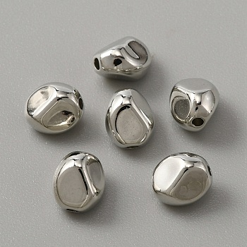 Plating Acrylic Beads, Nuggets, Platinum Plated, 7.5x6x5.5mm, Hole: 1.4mm, 10pcs/bag
