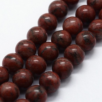 Natural Sesame Jasper/Kiwi Jasper Beads Strands, Round, 10mm, Hole: 1mm, about 37pcs/strand,  14.76 inch(37.5cm)