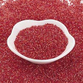 TOHO Japanese Seed Beads, Two Cut Hexagon, (25) Silver Lined Light Siam Ruby, 15/0, 1.5x1.5mm, Hole: 0.5mm, about 170000pcs/pound