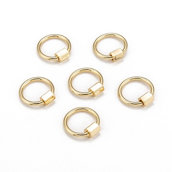 Brass Screw Carabiner Lock Charms, for Necklaces Making, Round Ring, Golden, 20x19x2mm, Screw: 6x5.5mm
