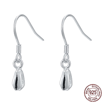 925 Sterling Silver Earring Hooks Findings, with Pendant Bails, Silver, 22mm, 20 Gauge, Pin: 0.8mm
