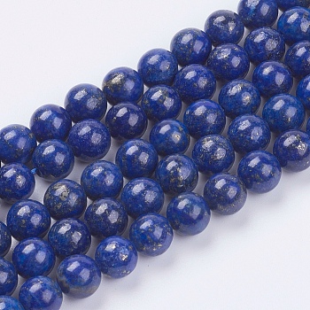 Natural Lapis Lazuli(Filled Color Glue) Beads Strands, Dyed, Grade AA, Round, 8mm, Hole: 0.8mm, about 49pcs/strand, 15.3 inch