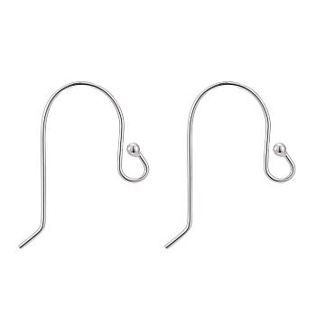 Sterling Silver Earring Hooks, Silver, 18x12mm, Hole: 2mm, Pin: 0.5mm