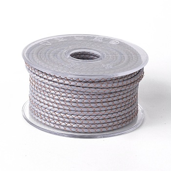 Braided Cowhide Cord, Leather Jewelry Cord, Jewelry DIY Making Material, Slate Gray, 5mm, about 21.87 yards(20m)/roll