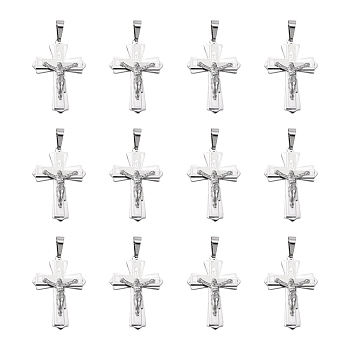 304 Stainless Steel Crucifix Cross Big Pendants for Easter, 49x33mm, Hole: 12mm