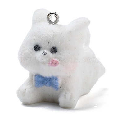 White Dog Iron+Resin Pendants