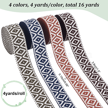 WADORN 16 Yards 4 Colors Flat Ethnic Style Polycotton Rhombus Ribbons(SRIB-WR0001-04)-2