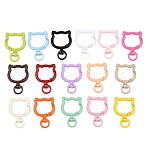 Spray Painted Alloy Swivel Snap Hook Clasps, Cat Shape, Mixed Color, 40x28x3.5mm, Hole: 9mm(FIND-T073-02M)