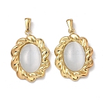 304 Stainless Steel Cat Eye Pendants, Twisted Oval Charms, Golden, 33x23x6mm, Hole: 7.5x3mm(STAS-L309-01G)