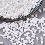 MIYUKI Half TILA Beads, Japanese Seed Beads, 2 Hole, (HTL402) Opaque White, 5x2.3x1.9mm, Hole: 0.8mm, about 12500pcs/500g(SEED-MY05-HTL402)