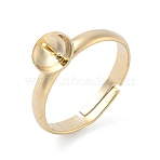 Adjustable Brass Cup Peg Ring Settings For Half-drilled Beads, Blank Ring Base, Rack Plating, Long-Lasting Plated, Lead Free & Cadmium Free, Real 24K Gold Plated, Inner Diameter: 18mm, Tray: 7mm, Pin: 0.8mm(KK-K414-02A-G)