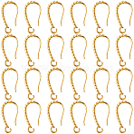 40Pcs Long-Lasting Plated Brass Ear Wire, Real 18K Gold Plated, 18x1.4mm, Hole: 1.9mm, Pin: 0.8mm(KK-SC0006-50)