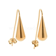 304 Stainless Steel Dangle Earrings, Long Teardrop Earrings, for Women, Teardrop Pattern, 36.5x13mm, Pin: 0.8mm(EJEW-C055-01A-G)