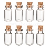 Glass Jar Bead Containers, with Cork Stopper, Wishing Bottle, Clear, 13x27mm, Bottleneck: 9mm in diameter, Capacity: 3.5ml(0.12 fl. oz)(X-CON-Q017)