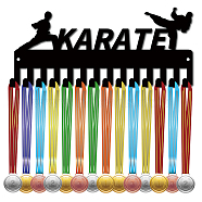 Iron Medal Holder Frame, Medals Display Hanger Rack, 14 Hooks, with Screws, Karate Pattern, 125x290mm(AJEW-WH0390-007)