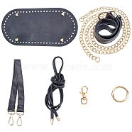 DIY PU Leather Knitting Crochet Bags, with Bottom, Drawstring and Shoulder Strap, for DIY Craft Shoulder Bags Accessories, Black, 252x122x9mm(DIY-WH0171-14)
