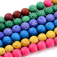 Synthetic Lava Rock Beads Strands, Dyed, Round, Mixed Color, 8~8.5mm, Hole: 1.8mm, about 47pcs/strand, 14.96 inch(38cm)(G-S247-8mm-M-1)