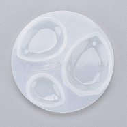 Teardrop Silicone Pendant Mold, Resin Casting Molds, for DIY UV Resin, Epoxy Resin Jewelry Making, Faceted, Wheat, 69x7mm, Hole: 2mm, Inner Diameter: 23x17mm and 32x24mm and 39x29mm(X-DIY-F060-02)